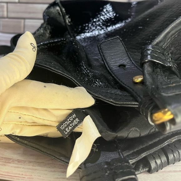 MARC JACOBS BLACK SEQUIN LEATHER HANDBAG VINTAGE - Picture 6 of 15